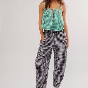 Free People “preppy gingham” Black and White Checkered pants